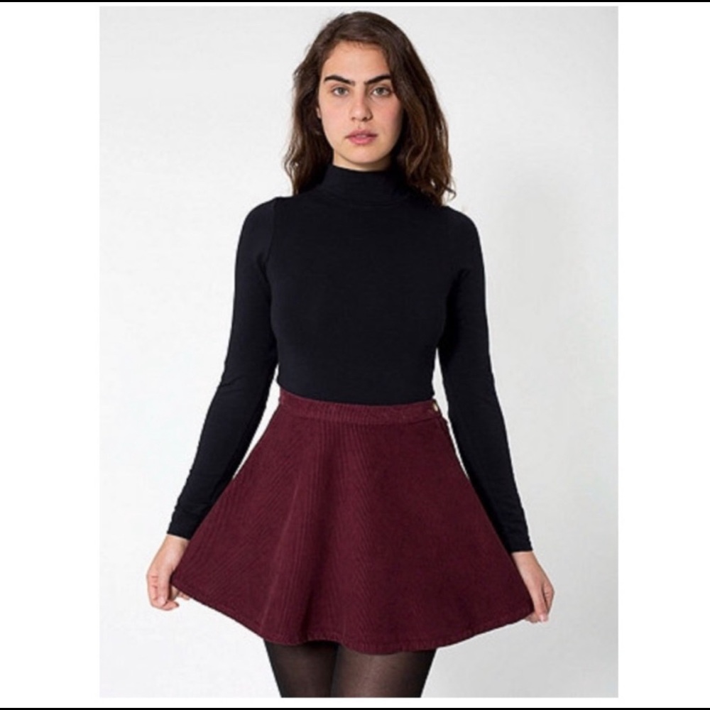 American Apparel brown/burgundy corduroy circle skater skirt